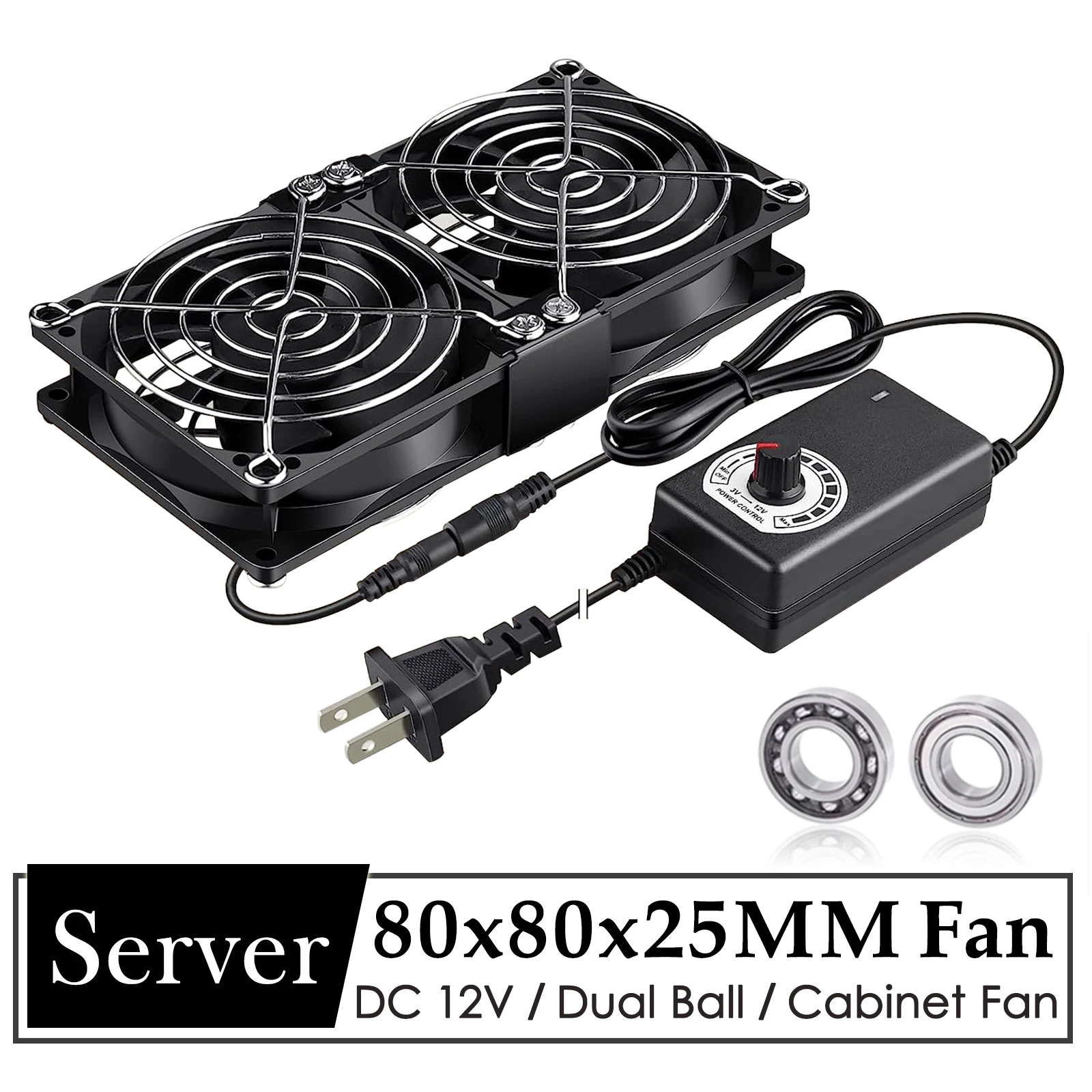 

Gdstime 80mm Server Fan 80x25MM PC Case CPU Cooling Fan Dual Ball 12V 220V Btc Machine Chassis Workstation Cabinet Radiator Fan