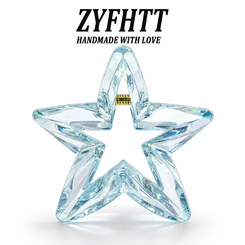 1/6 Stück ZYFHTT Transparente Fünfzackige Stern-Haarspange für Frauen Persönliche Y2K Haifischklammer Modische Mädchen-Haaraccessoires – Detail 11