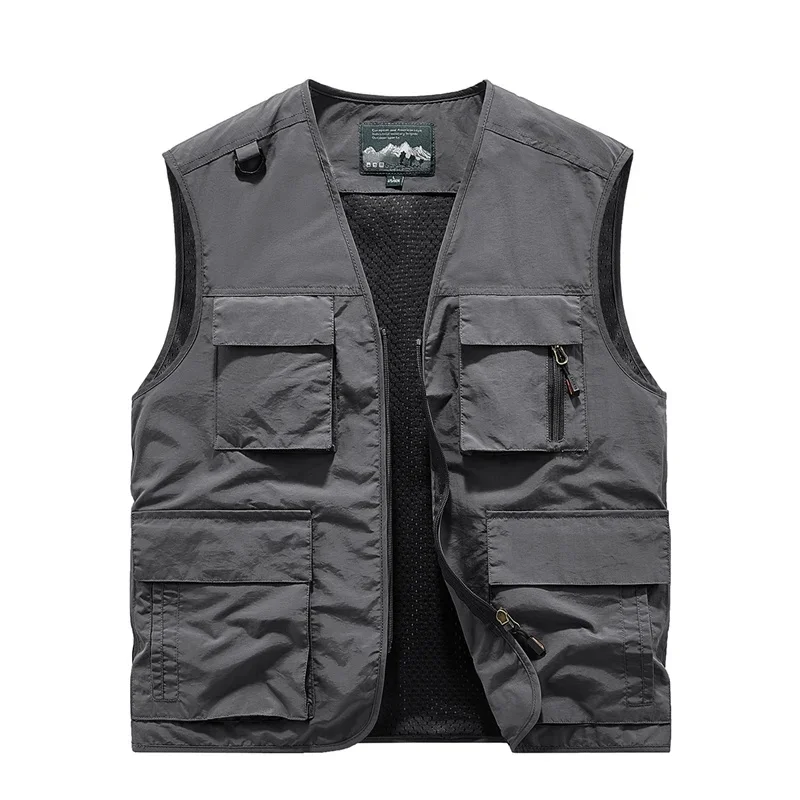 B&C Summer Vest Men High Quality Outdoor Waistcoat Multi-Pocket Light Waterproof Mesh Photography TechWear Fishing Camping Vests