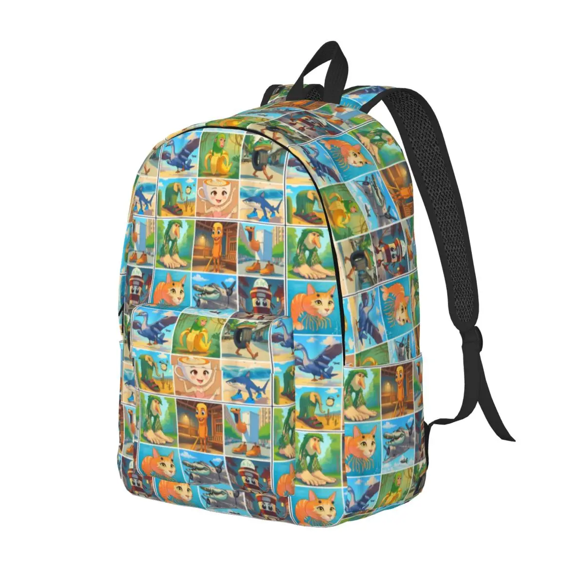 Types Of Italian Brainrot Characters Backpack Outdoor High School Hiking Travel Funny Meme Daypack Laptop Computer Canvas Bags