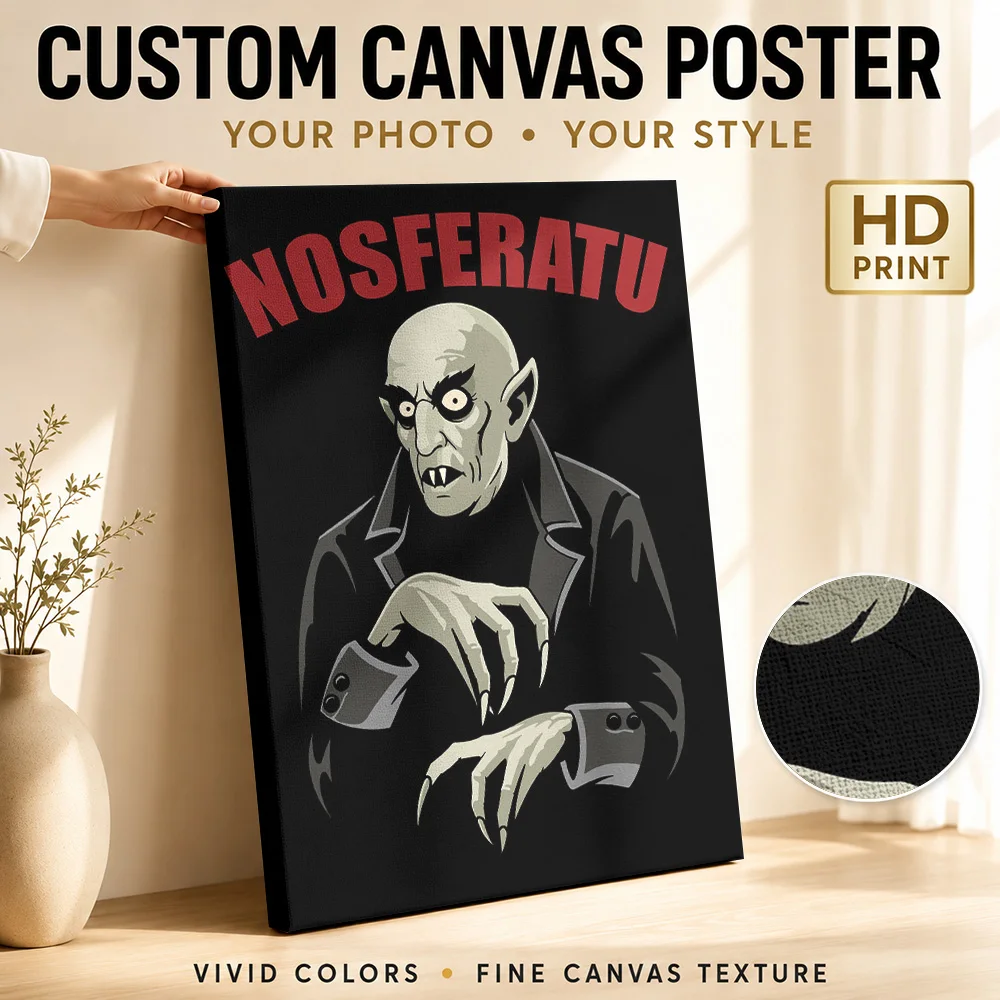 Nosferatu Vampire Illustration Canvas Painting Poster Customized Photo Gothic Horror Wall Art for Game Room Home Theater Decor