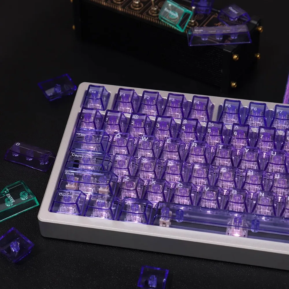 Imagem -03 - Echome-purple Cap Teclado Transparente Grupo Ametista Tema pc Custom Cereja Perfil Gaming Keycap para Teclado Mecânico