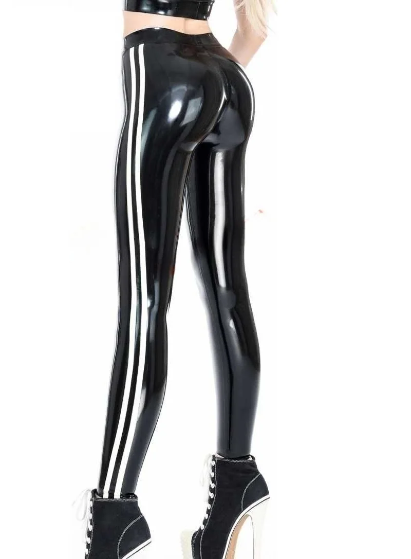 

Женские латексные брюки, резиновые леггинсы с боковыми полосками Cospaly
