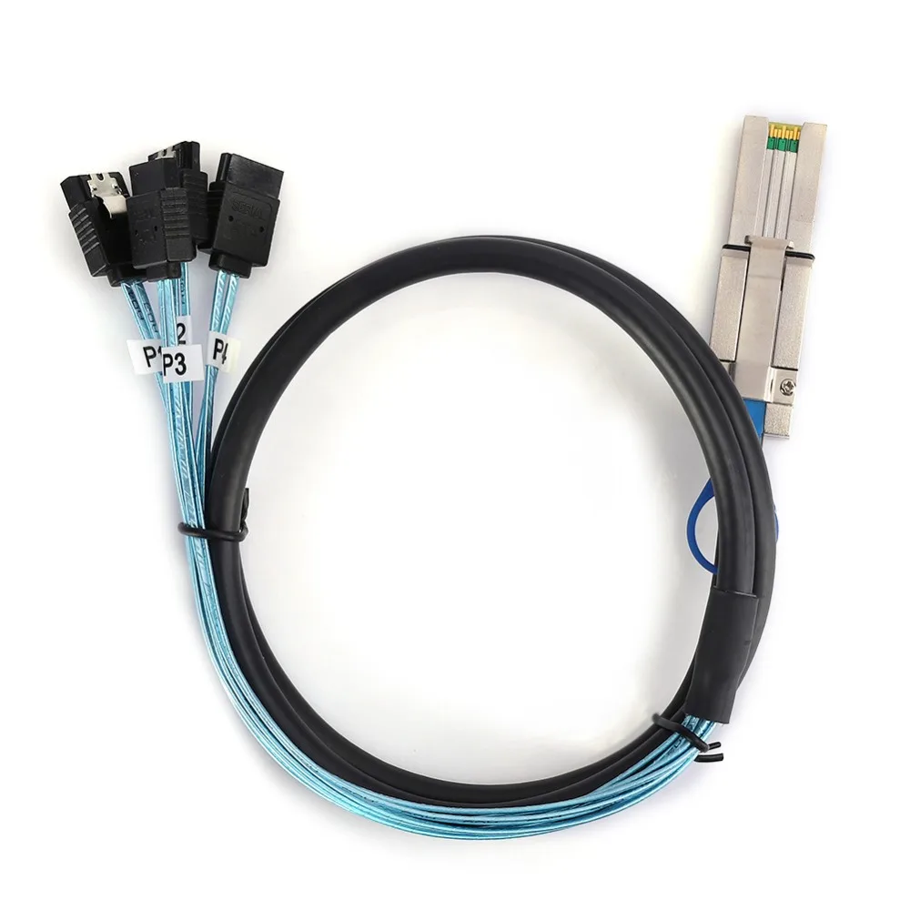 Durable 1 Meter SFF-8088 26P To 4 X SATAs Cable 6Gbps Portable Mini SAS Cable Server Hard Drive Cable Data Center Use