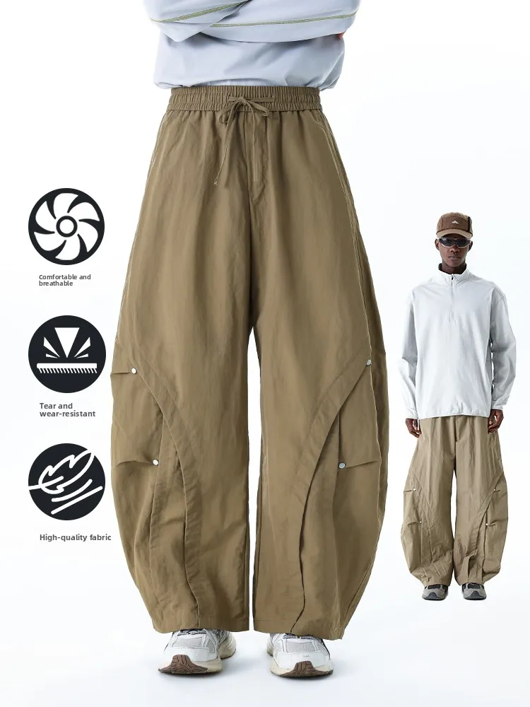 

MMOPTOP Men's Workwear Wide Leg Pants Straight Cut Trousers for Hiking Autumn Wear Resistant Nylon Casual Pants