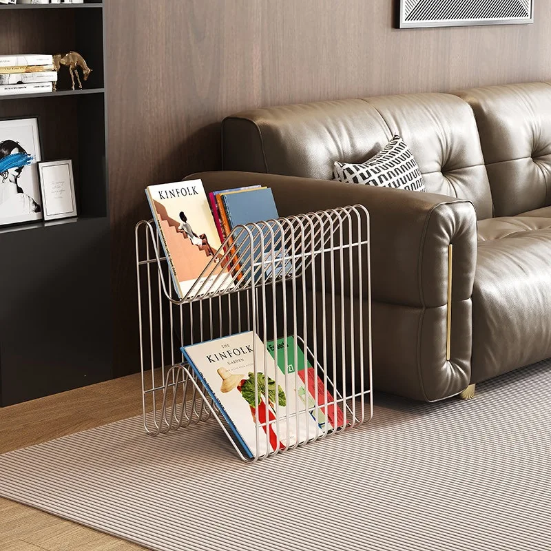 Foreign trade labelable line shelf geometric bedside table storage bookshelf metal floor magazine rack metal sofa