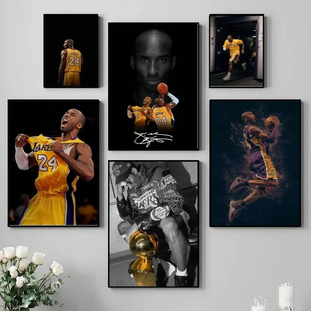 K-Kobe B-Bryant Poster Self-adhesive Art Waterproof Paper Sticker Coffee House Bar Room Wall Decor