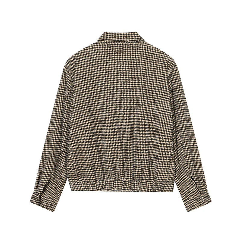 سترة نسائية منقوشة بأكمام طويلة وجيوب وسحاب سترات نسائية أنيقة معاطف 2026 ربيع الخريف ملابس خارجية غير رسمية للسيدات