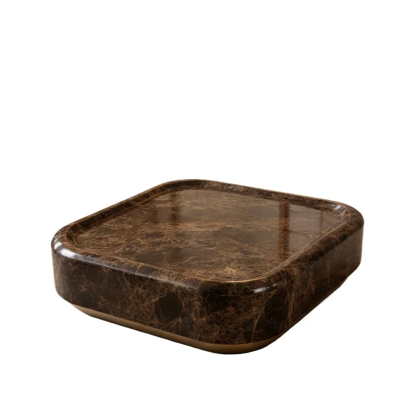 Modern Luxury Natural Stone Luxury Dark Emperor Brown Marble Apartment Living Room Furniture Large Base Coffee Table Set