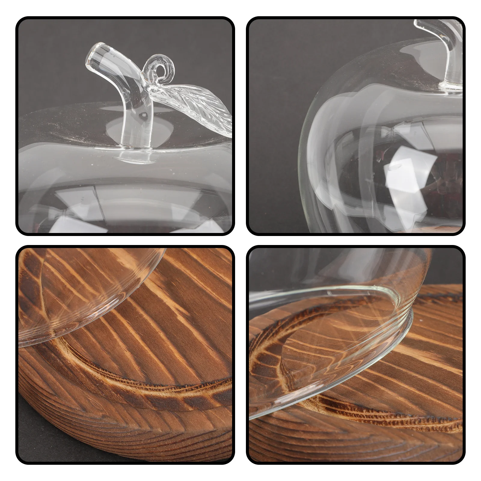 

Glass Dome With Wood Base Clear Craft Display Cover Table Decor Flower Preservation Creative Desktop Ornament Transparent