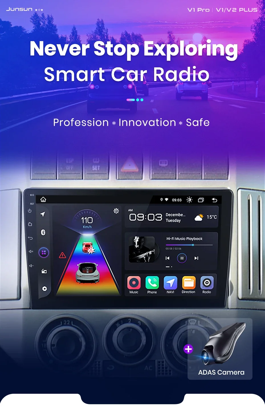 Junsun Drahtlose CarPlay Android Auto Auto Radio Für VW Volkswagen POLO 2004 2005 2006-2010 GPS Multimedia 2 din systeme Stereo – Detail 1