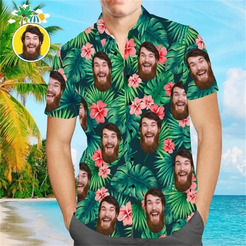 Unisex Hawaii Hemden benutzer definierte lustige 3D DIY Print Button Shirts kurze Ärmel/lange Ärmel Hawaii Shirt Tops Asien Größe 6xl Shirt