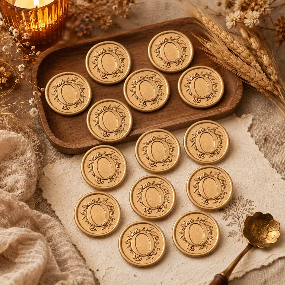 25 pcs Gold Initial Alphabet Self-Adhesive Wax Seal Stickers - Wedding, Party, Birthday, Christmas Envelope Seals Stickers