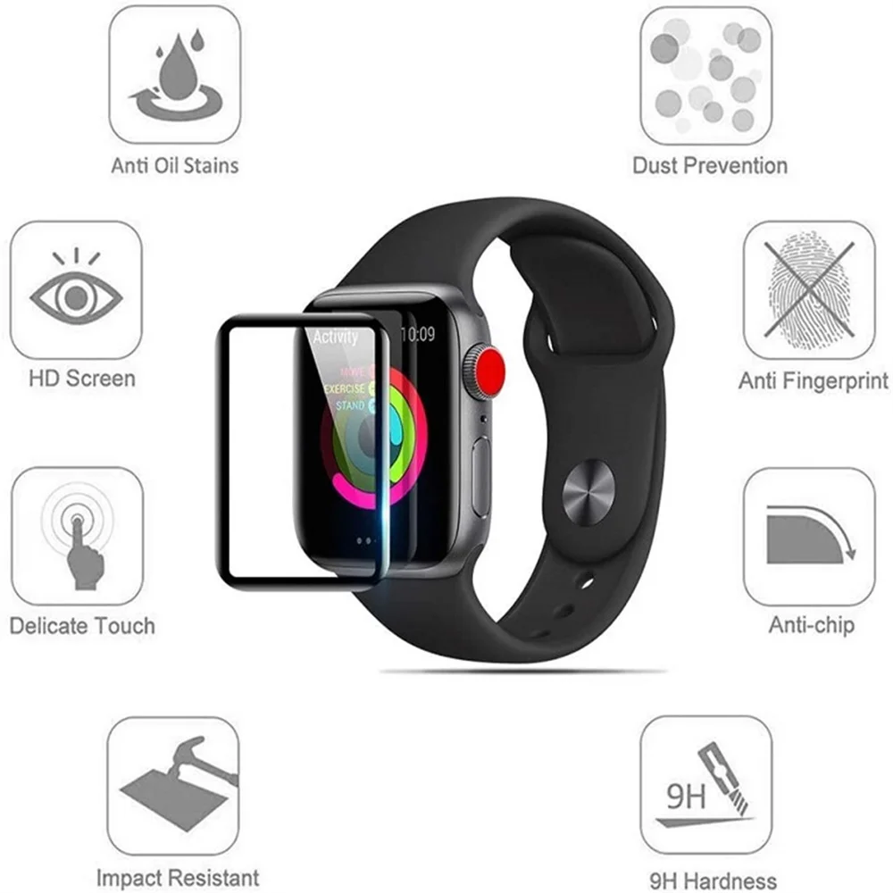 풀 스크린 3D 곡선 복합 보호 필름, Apple Wctch 4, 5, 6, SE HD, 긁힘 방지 보호대 액세서리, 40mm, 44mm