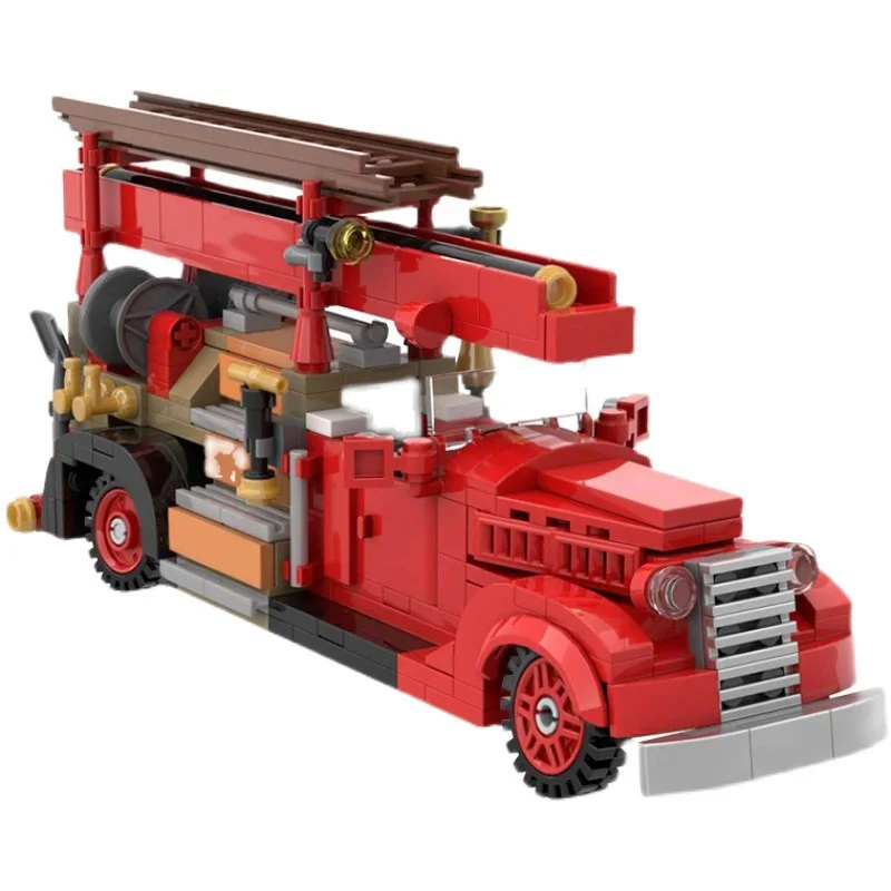 MOC-35195 Red Vintage Old Style Car Building Block Toy Set puzzle splicing small particle boy birthday gift surprise gift box