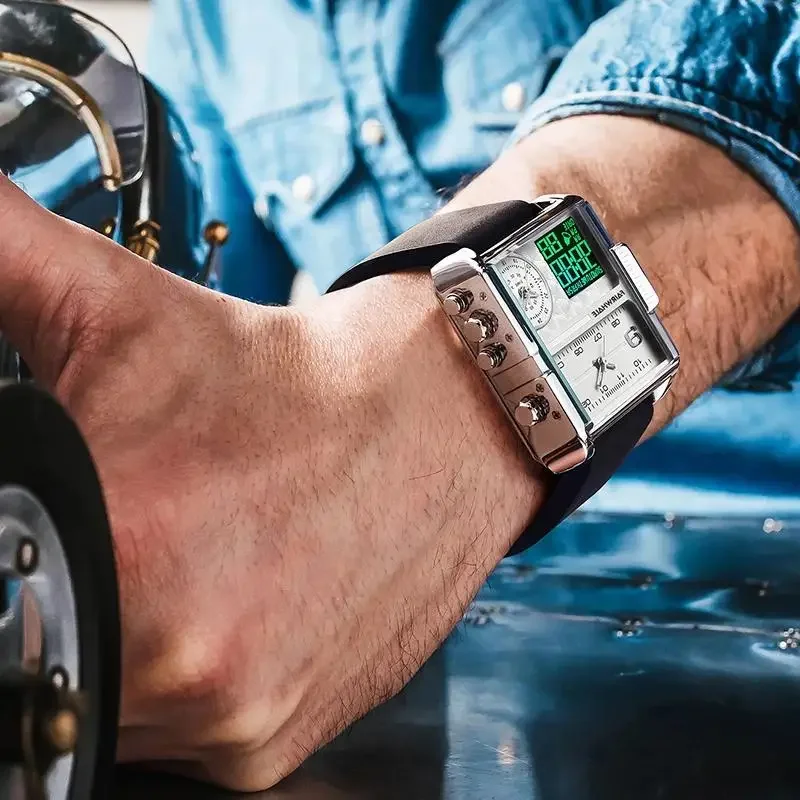 

Mark Fairwhale 4270 Luxury Quartz Watches Men Fashion Brown Leather Strap Clock Military Waterproof Square Electronic Mens Watch