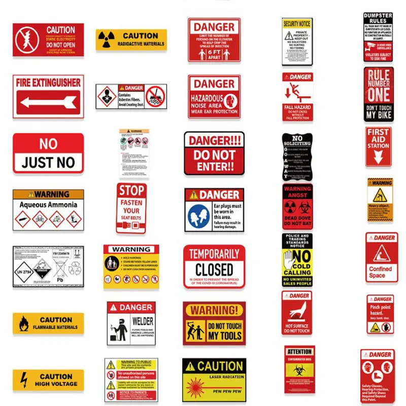 75 New Warning Safety Stickers Warning Signs PVC Stickers