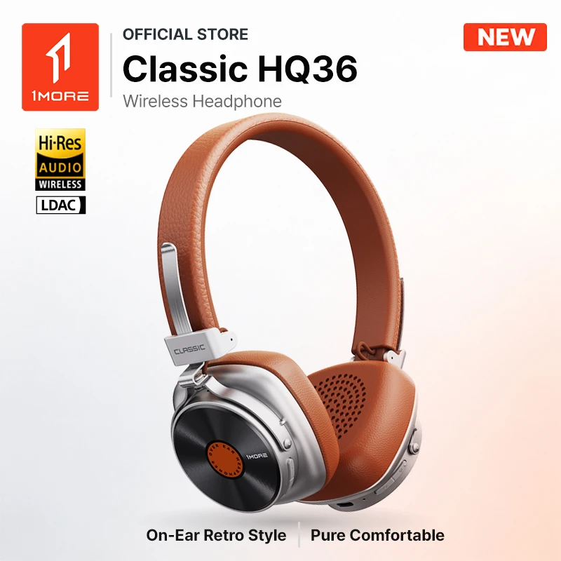 1MORE HQ36 Classical Earphone Bluetooth V6.0 Headset On-Ear LDAC Hi-Res Wireless Headphones Foldable Lightweight 60H Playtime