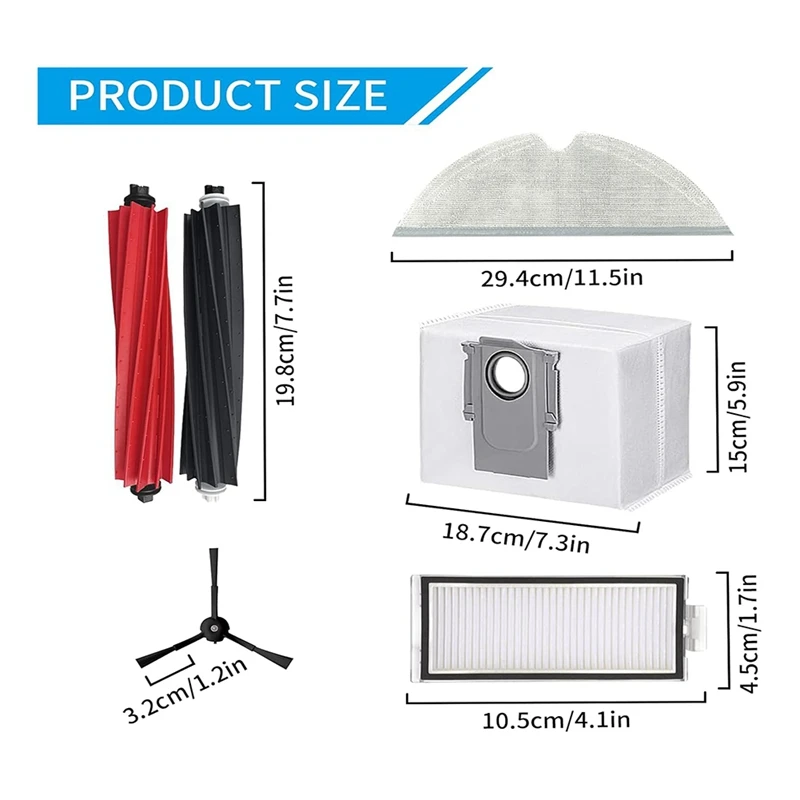 Accesorios de repuesto para Roborock Q8 Max Q8 Max + Q5 Pro Q5 Pro + aspiradora, cepillo principal, cepillo lateral, filtro, bolsa de polvo