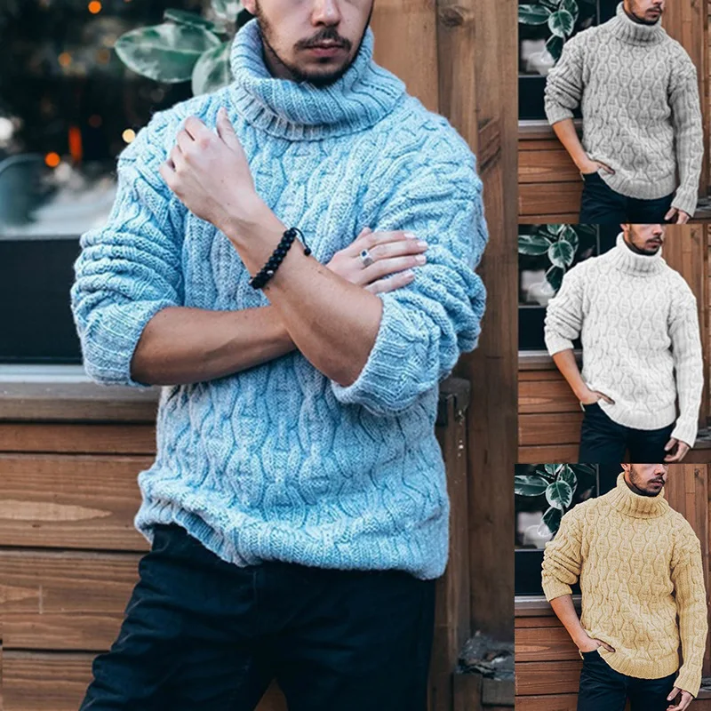 

Turtleneck Men's Twisted Knitted Sweater Autumn And Winter New Large-size Top Men's Clothing