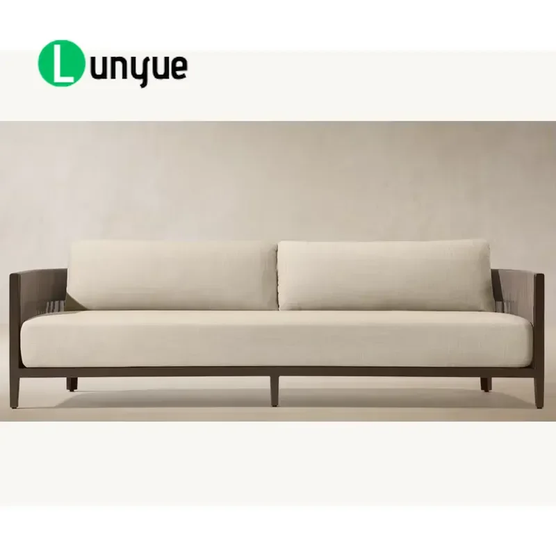 Modern Luxury Modular Aluminum Rope Sofa All Weather Outdoor Indoor Courtyard Garden Hotel Beach Pool Living Room Furniture