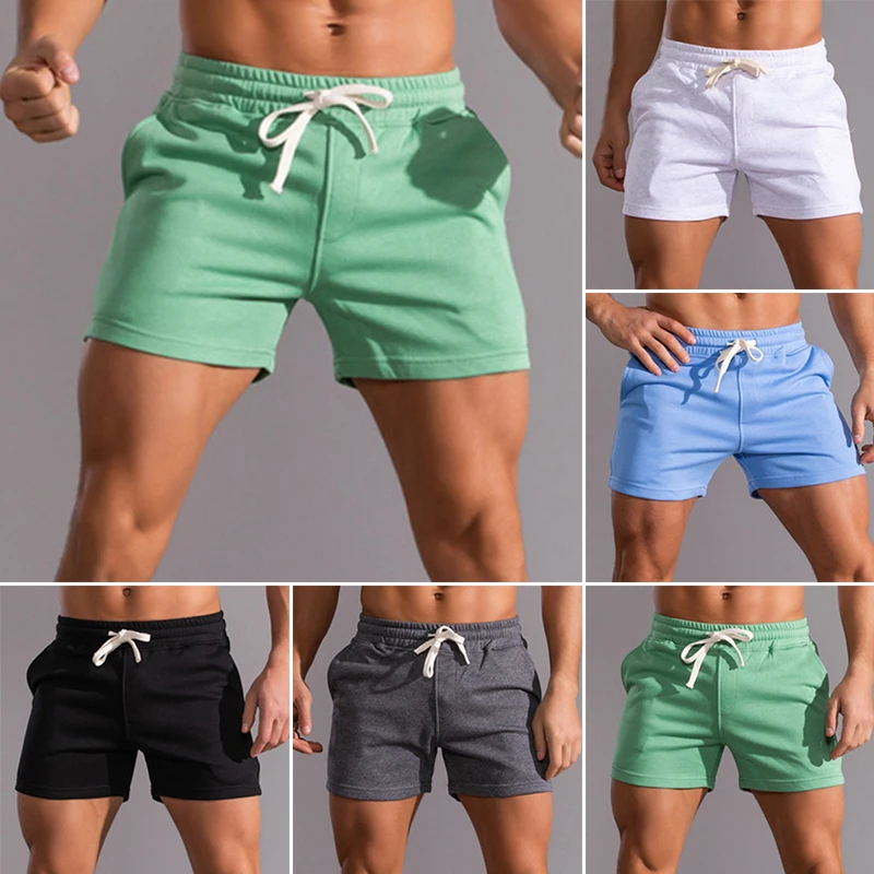 Pantalones cortos de algodón para correr para hombre, ropa interior deportiva informal para gimnasio, Fitness, entrenamiento de Yoga, Boxers sueltos, pantalones súper cortos para el sudor