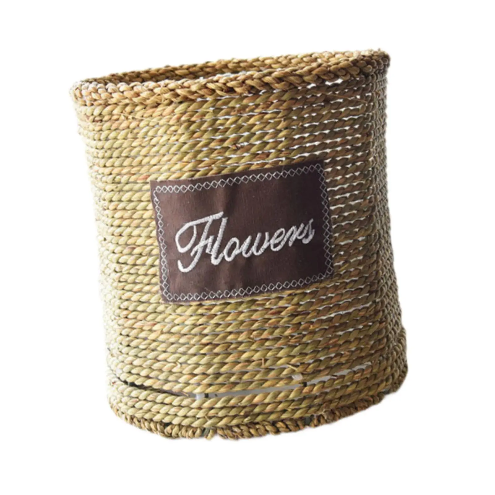 Straw Weaving Planter Basket Container for Courtyard Bedroom Restaurant