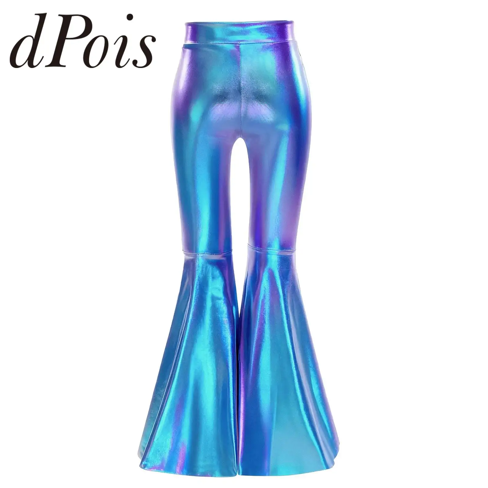 Moda meninas lantejoulas calças crianças brilhantes calças compridas streetwear rave festa dança calça palco desempenho trajes discoteca