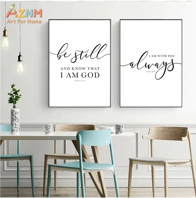 Christian Bible Verse Quote Posters and Prints Black White Wall Pictures Scripture Christ Wall Art Canvas Painting Home Decor