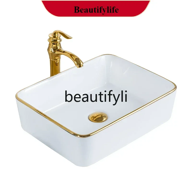 

B185 European Phnom Penh Platform Basin Oval Square Ceramic Washbasin Creative Washbasin