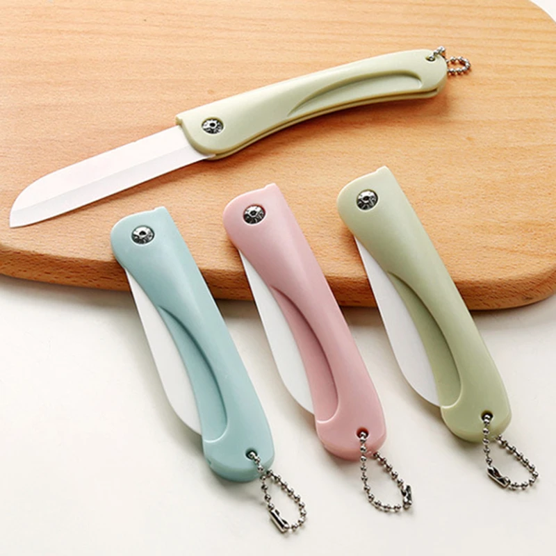 Faca Dobrável de Bolso para Descascar, Lâmina de Cerâmica, Descascador de Vegetais e Frutas, Utensílio de Cozinha de Zircônia, Cortador Afiado para Piquenique