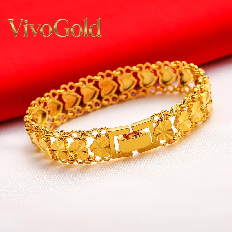 

VivoGold VivoGold 24K gold adjustable bracelet AU999 full gold, wide-face shiny body shape is simple and elegant