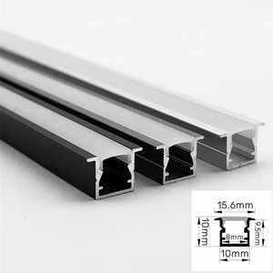 U-Form-LED-Aluminiumprofil gebaut, versteckter Kanal, Klammer, milchiger Deckeldiffusor, Hartriegel, Streifenlicht, Gold, Schwarz, 0,5 m, 1 m, 1,5 m 6 Hauptverkaufsprofil Tira LED Emotrar - №5