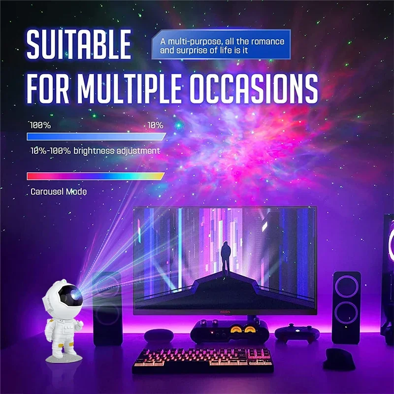 Astronaut Sky Light Galaxy Sky Projector Night Light Remote Control Nebula Projection Light Bedroom Desktop Decoration Light Fam