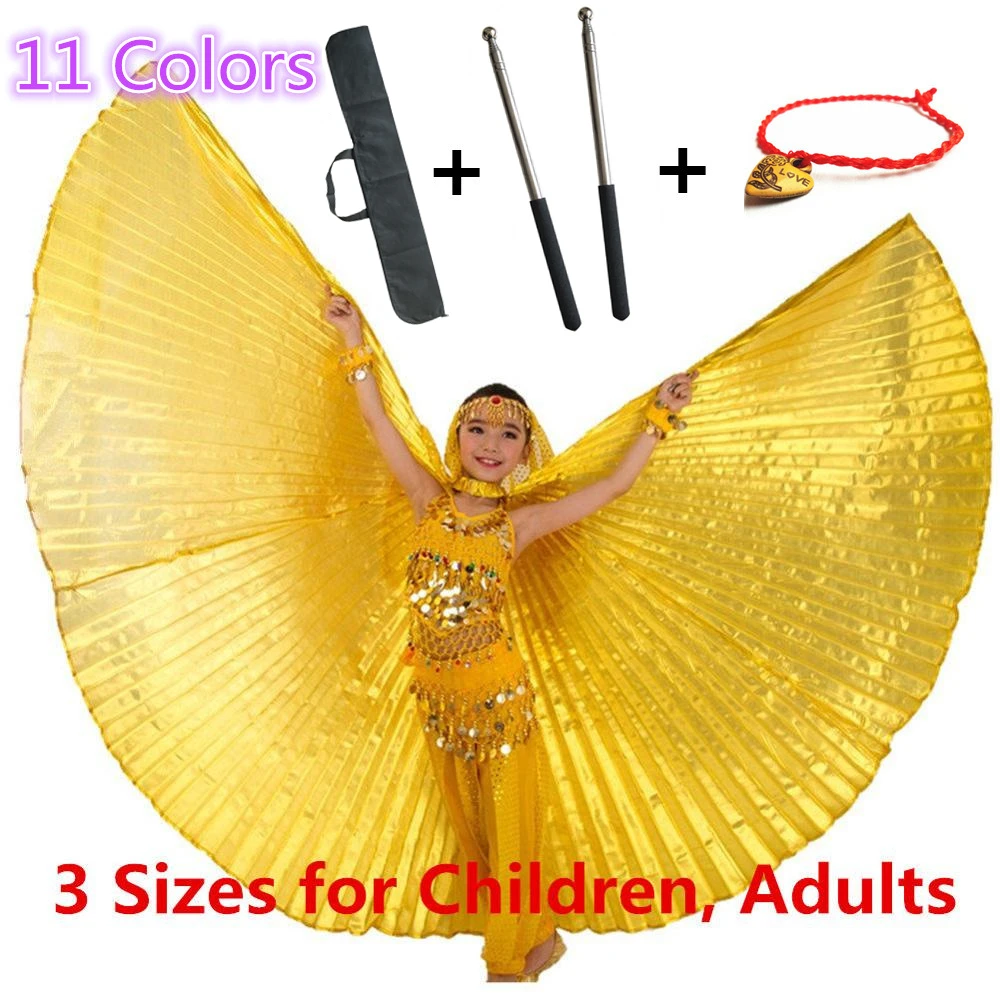 Belly Dance Wings Costume Belly Dance Cloth Dancing Costumes Bellydance Egypt Isis Wings for Children Girls Kids Adults Gold