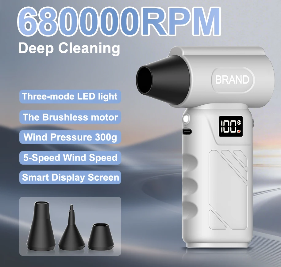 

【2026 New Arrival】Wireless Jet Fan Brushless Motor Turbo Air Blower With Led Lighting For Snow PC Home Office Camping Outdoor