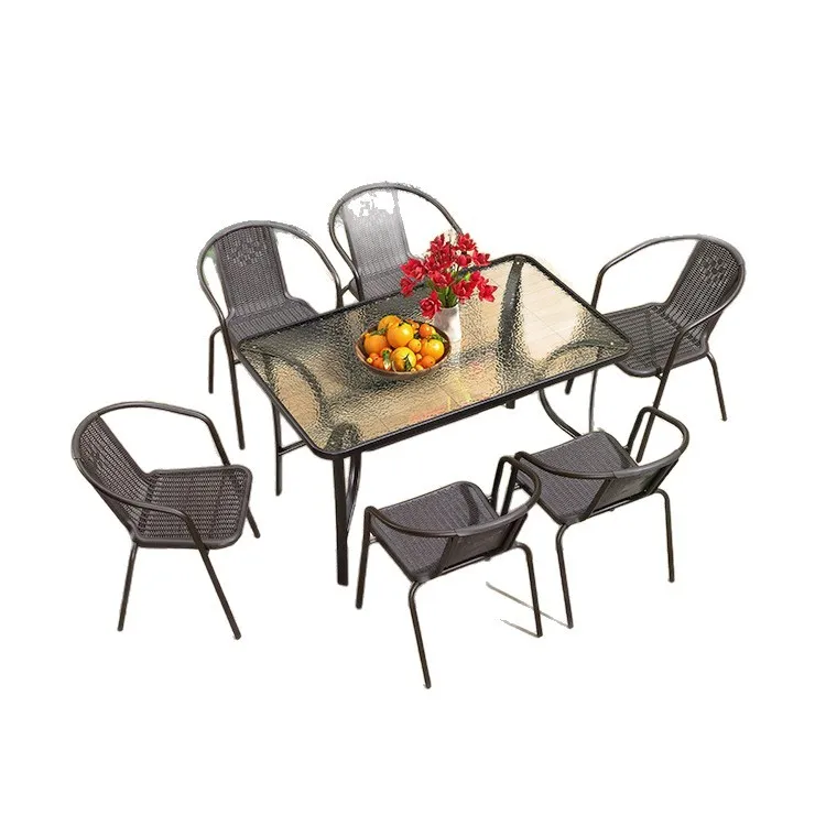 HYS Purple Leaf Outdoor Table and Chair Combination Courtyard Outdoor Wrought Iron Leisure Chair Outdoor Terrace Dining