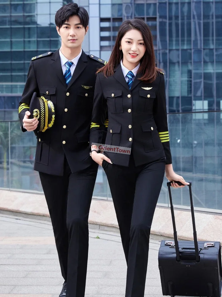 Conjunto de pantalones de piloto de ocupación de línea aérea para mujer, ropa de rendimiento de banda de primavera, uniforme de trabajo de seguridad, ropa de protocolo Airpot