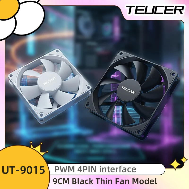 

TEUCER UT-9015, 9 см, вентилятор для корпуса ПК, толщина 15 мм, высокое давление ветра, стройные подшипники, кулер для процессора, подходит для корпуса небольшого размера