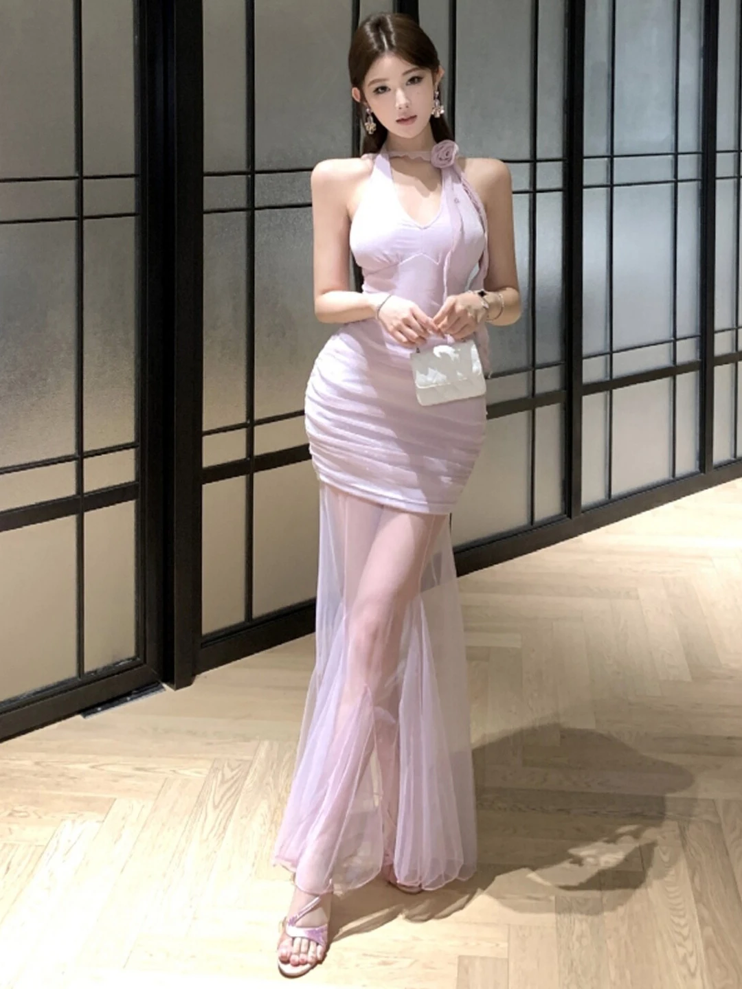 

Unique Pure Desire Style Halter Neck Mesh Skirt Two Piece Set Beautiful Summer Fashion Casual Comfortable Cotton Blend