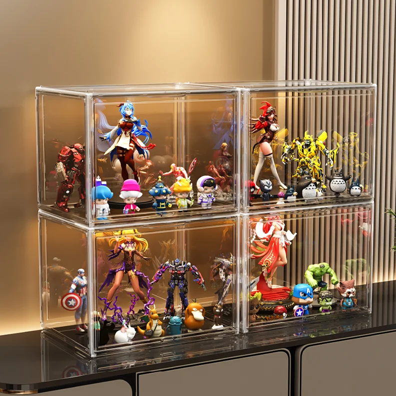 Transparent Acrylic Plastic Garage Kit Organizer Clear Door Display Collection Box Model Toy Doll High-Heeled Shoes Bag Storage