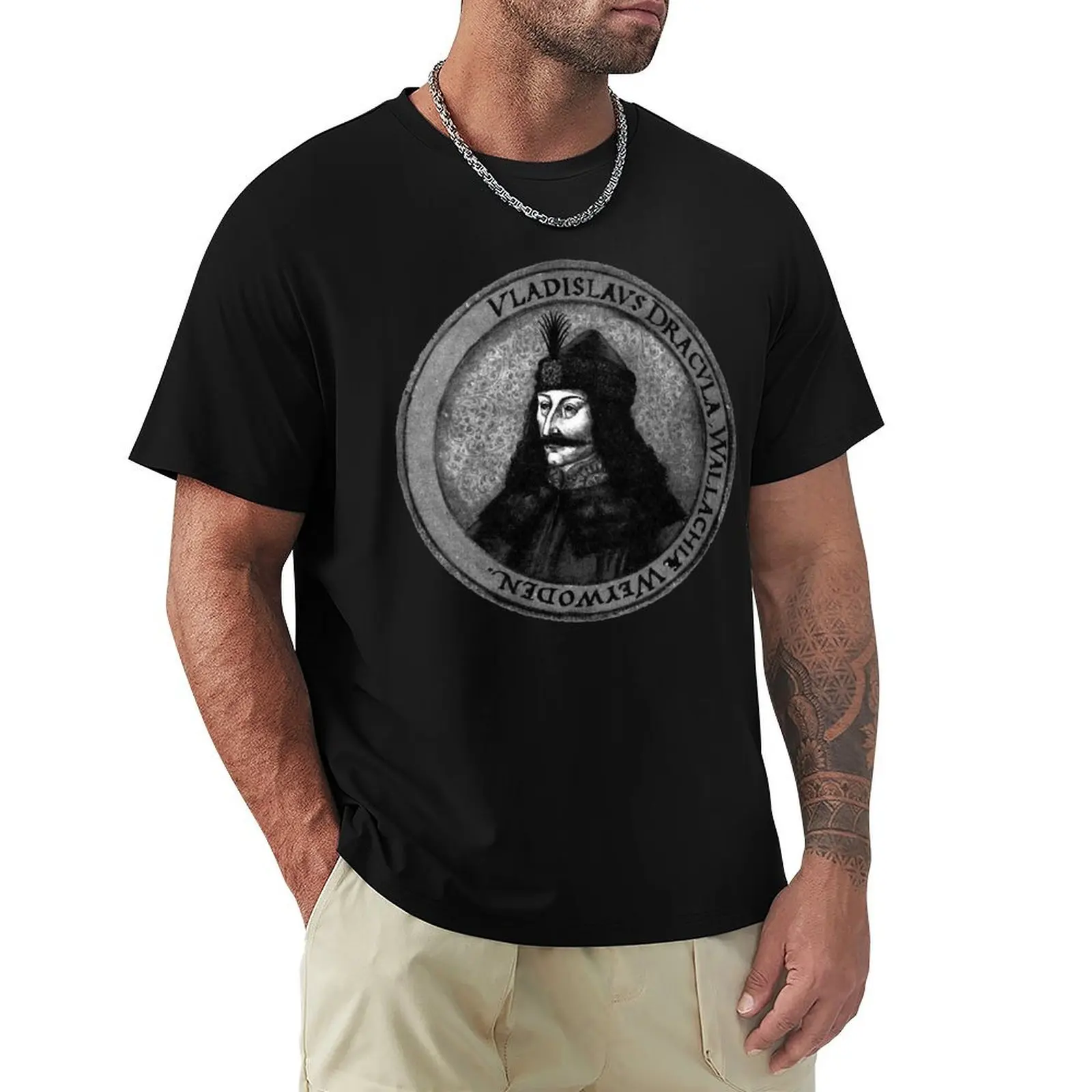 Vlad Dracula Tepes The Impaler Vampire T-Shirt Art Pattern Printed Casual Top