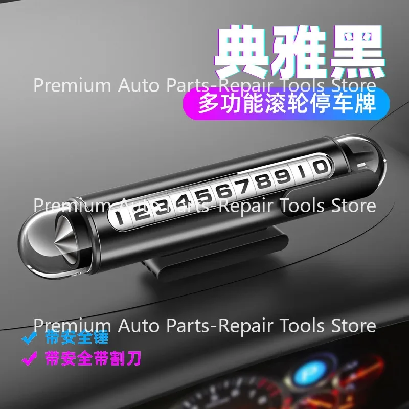 Car Temporary Stop Sign Safety Hammer Hidden Roller Adjustment Number Multifunctional Escape Window Breaker Number Plate