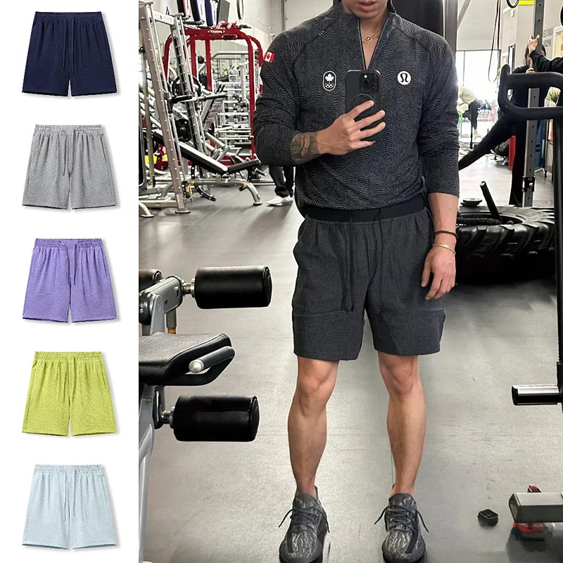 Advanced Stylish Cotton Feel Bubble Cloth Honeycomb 3D Texture Breathable Men's Outdoor Fitness Sports Shorts Straight Leg Ca...