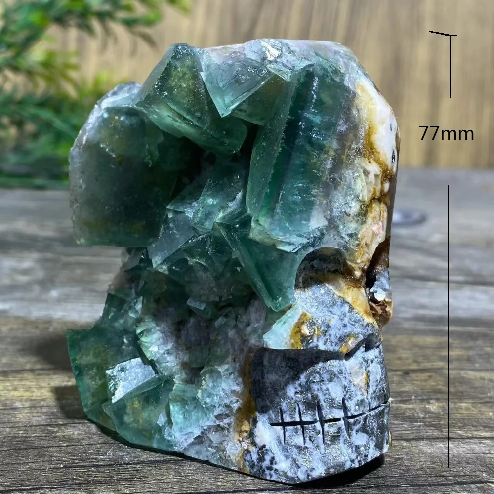 Crystal Natural Fluorite Skulls Green Purple Carving Stone Quartz Mineral Gemstones Minerals Spiritual Craft Home Decoration