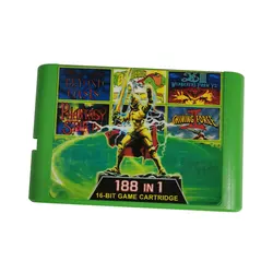 188 IN1 MD Games Cartridge For 16 Bit Video Game Console Many Games Battery Save Green Shell