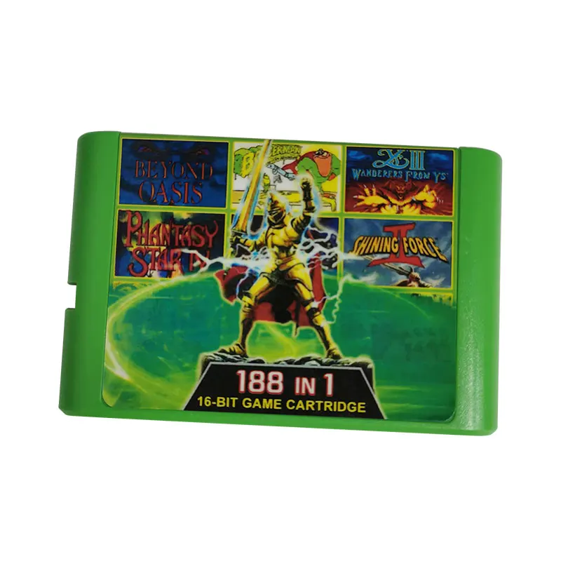 188 IN1 MD Games Cartridge For 16 Bit Video Game Console Many Games Battery Save Green Shell