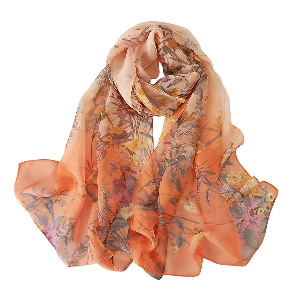 

Летний шелковый шарф с вышивкой, дышащая гладкая пляжная накидка, солнцезащитный шифоновый длинный платок для женщин