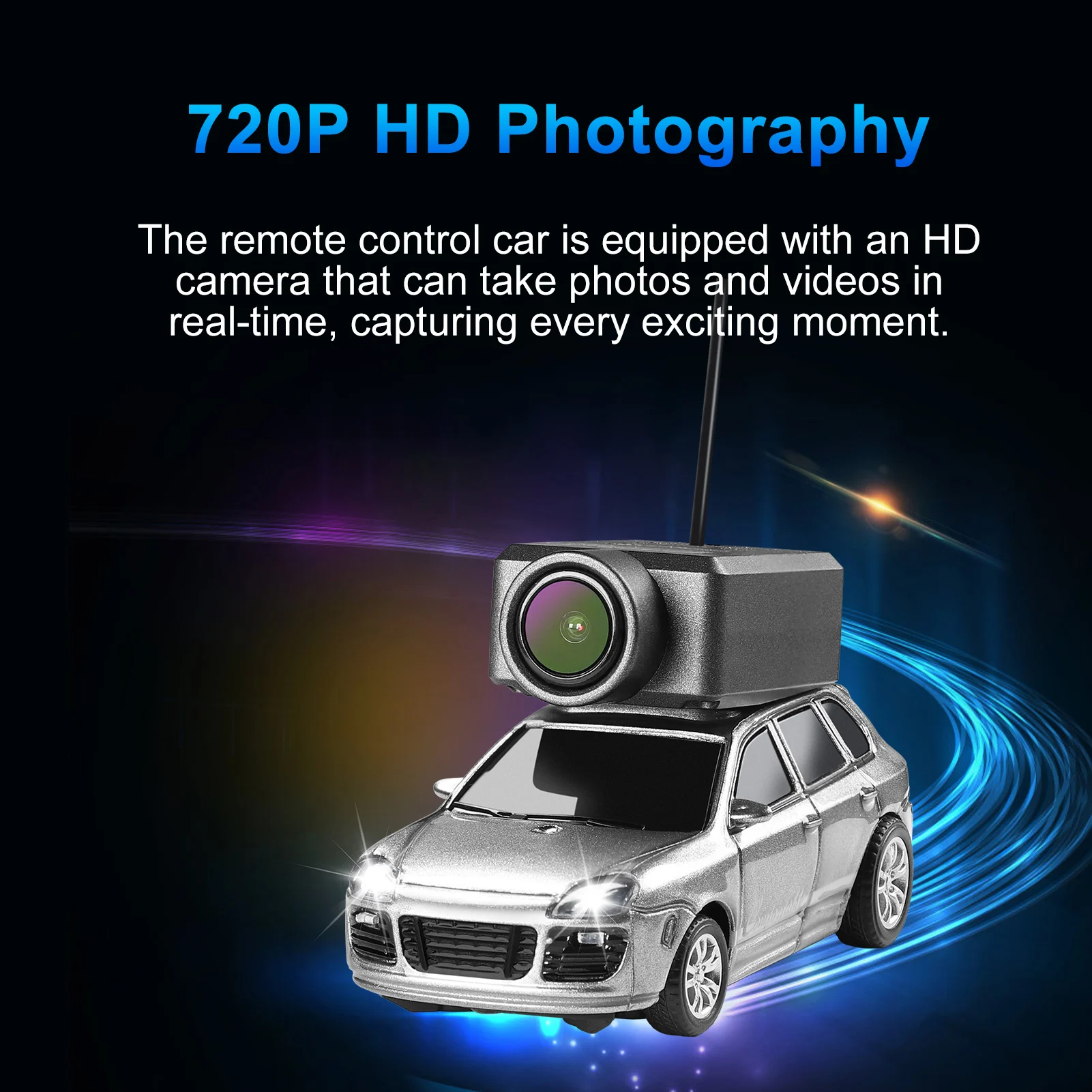 

Машинка на радиоуправлении с HD-камерой 720P, Wi-Fi, гироскопом, подсветкой и режимом VR, мини-игрушка с управлением через приложение для мальчиков и девочек