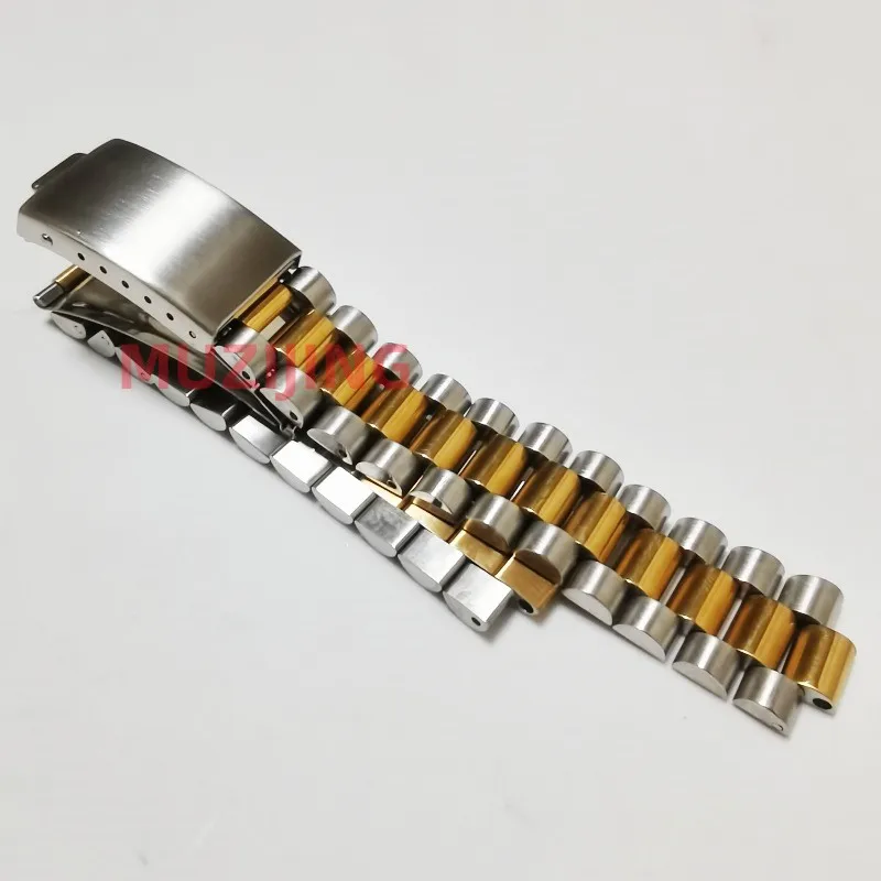 Middle Gold 18mm 20mm 22mm Stainless Steel Vintage Curved End President Watch Strap Band Bracelet Fits for RLX SKX Watch